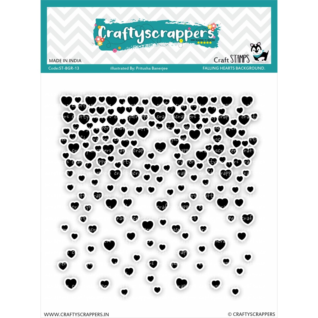 Craftyscrappers Stamps- FALLING HEARTS BACKGROUND